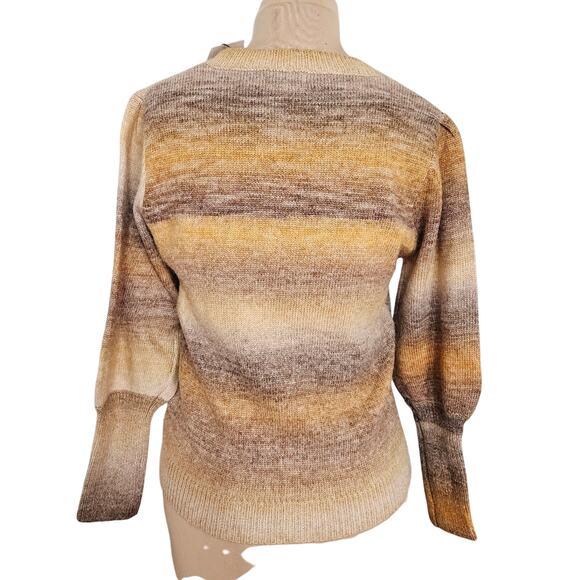 New Molly Bracken Knit Sweater Camel Wool Blend Long Wide Sleeve Ombre Medium - Picture 2 of 16